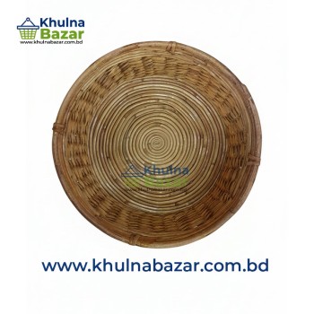 Handcrafted Round Cane Serving Tray - Premium Natural Rattan (Medium Size)